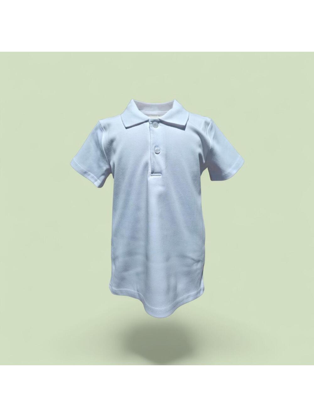 New Solid White 100% Cotton Polo Style Collared Shirt Short Sleeve Size 5T